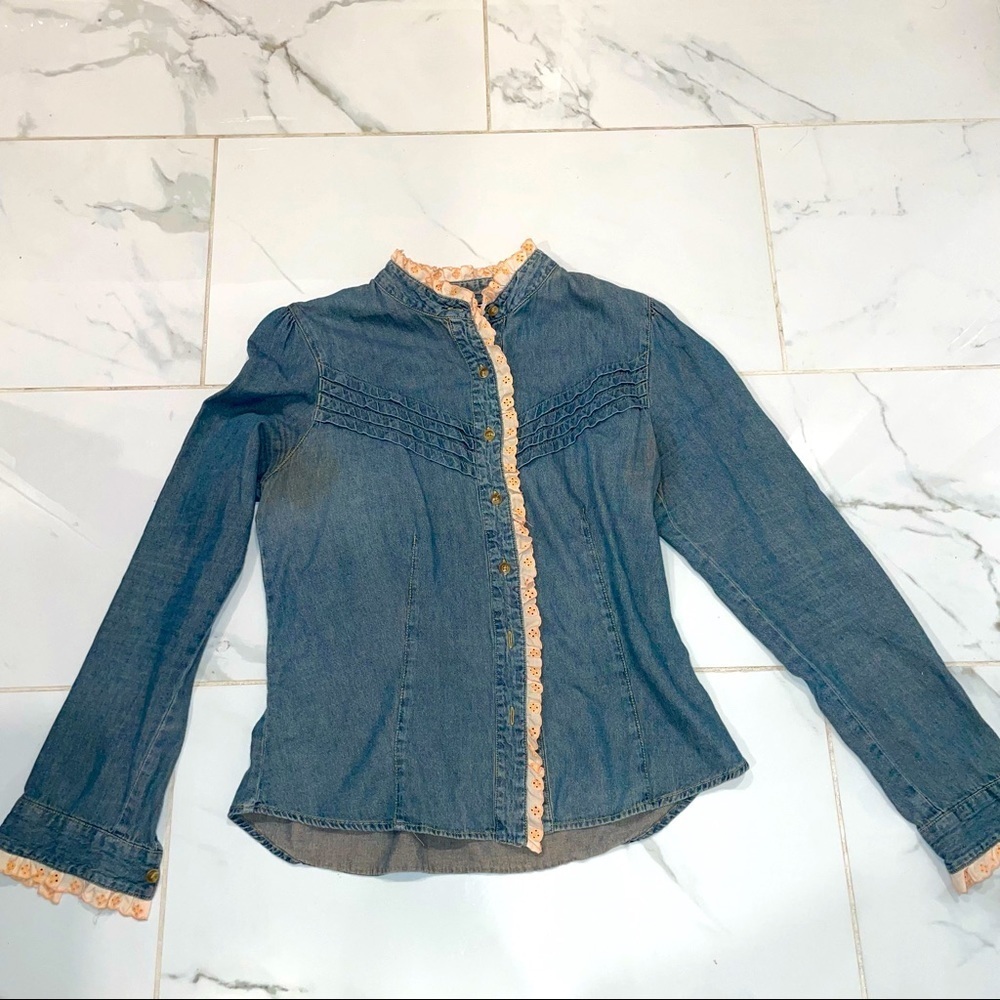 High collar Jean top